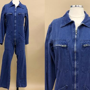 Vintage 1980s Blue Utility Coveralls, 80s Vintage Workwear, Women's Jumpsuit, Vintage Everyday Wear, Size Petite Sm/Med or Teen Large by Mo