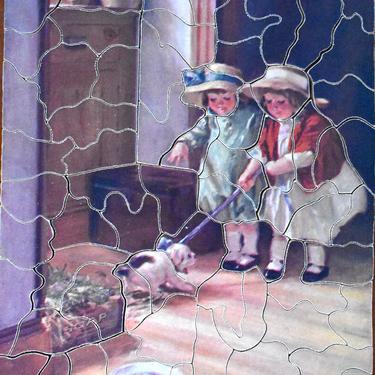 RARE! Gorgeous 1930s Jig - Saw Picture Puzzle - New Puppy! - 5&amp;quot;x8&amp;quot; Puzzle -  71 Pieces - PUZZLE LOVERS! | Free Shipping 