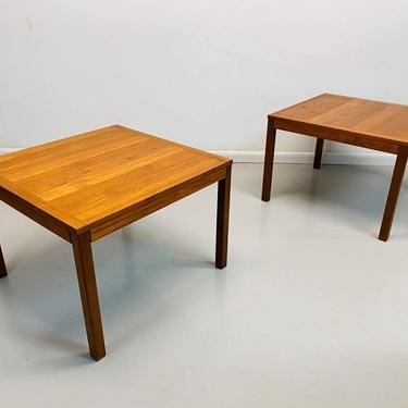 mid century Danish modern teak Parsons style end tables by Vejle Stole of Denmark 