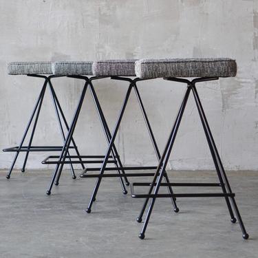 Set of 4 Iron Counter-Height Stools. 