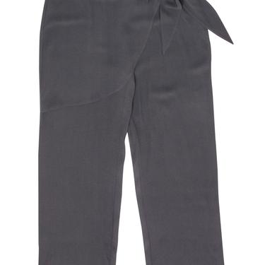 Eileen Fisher - Grey Wide Leg Silk Dress Pants w/ Wrap Front Sz S