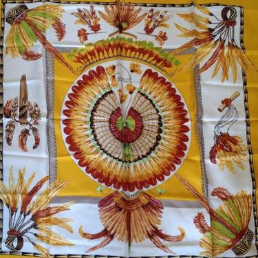 Hermes Yellow, Brown, Ivory, scarf