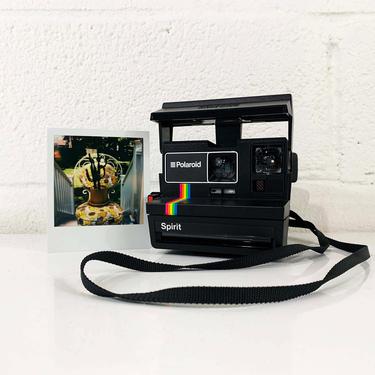 Vintage Polaroid Spirit Camera 600 Rainbow Stripe Instant Film Photography Tested Working Black Polaroid Originals 1970s 70s 