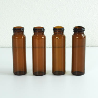 Amber Glass Vials / Amber Glass Propagation Bottles / Set of (4) FOUR 