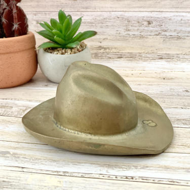 Brass Ashtray, Cowboy Hat, Sculptural, Dresser Dish, Ash Tray, Home Decor,  Vintage 