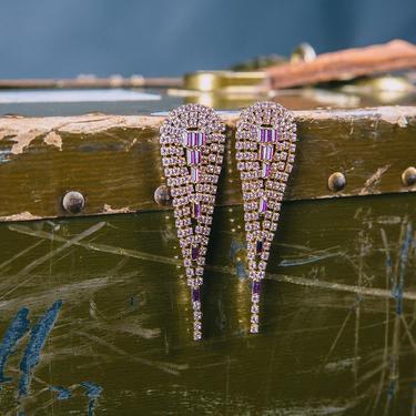 Purple Rain Rhinestone Chandelier Earrings