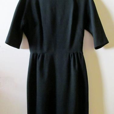 60s I. Magnin Black Dress S 36 Bust 26.5 Waist 