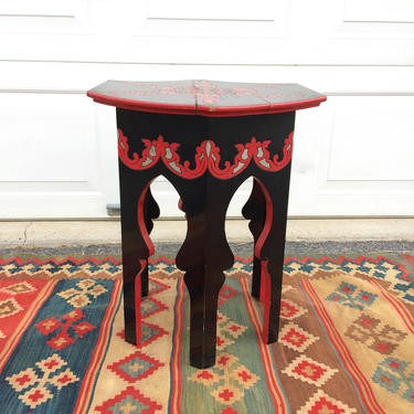 Moroccan hand painted accent table asian eclectic boho bohemian jungalow style decor 
