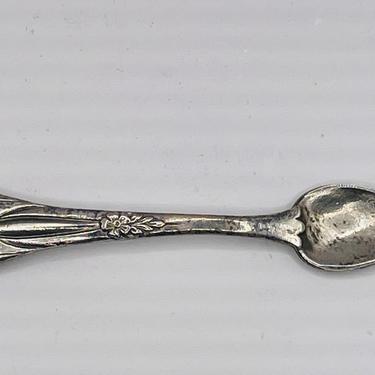 Vintage Coro Sterling Salt Spoon Floral Pattern Design Dip Spoon Miniature .925 Silver 