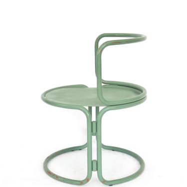 Gae Aulenti Style Locus Solus Italian Tubular Metal Green Chair 