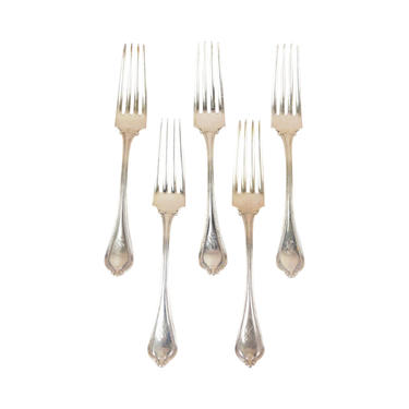 Set 5 Towle Old Newbury Sterling Silver Place Forks 7 1/8 in  Monogrammed S 