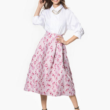 Pink Flower Print Skirt