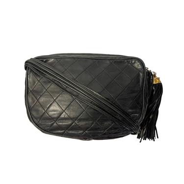 Chanel Black Lambskin Leather Tassel Bag