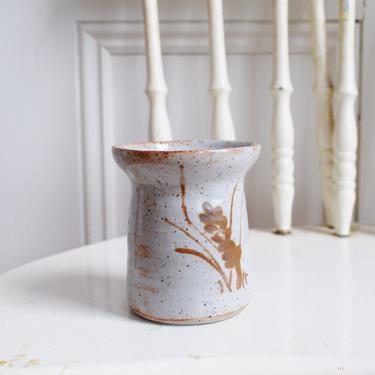 Small Vintage Art Pottery Vase | Hand Made and Decorated | Glazed Ceramic Bud Vase 