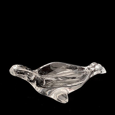 Vintage Modern Sasaki of Japan Figural Art Glass Crystal Seal SEA LION Bowl Figurine Candy Bowl Modernist Stylized Design 1970s 