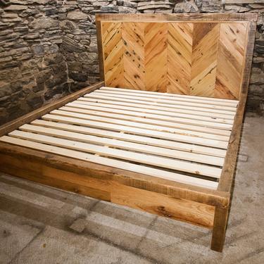 The Chalet -- Chevron Style Bed from Reclaimed Wood 