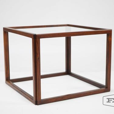 Kai Kristensen Rosewood and Glass Cube Table