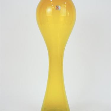 Blenko Tall Yellow Handmade Glass Vase