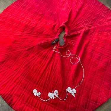 1950s Poodle Beaded Red Corduroy Circle Skirt 