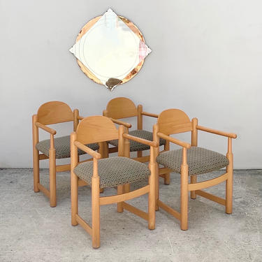 Pair of Post Modern Oak Arm Chairs