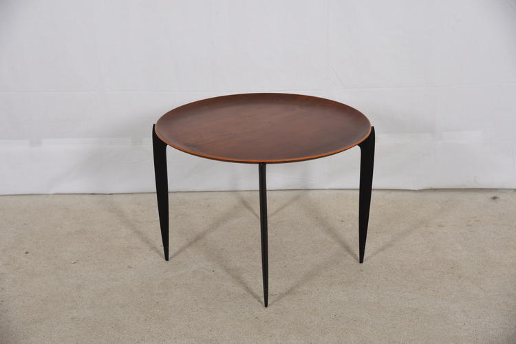 Danish Modern Accent Table / Serving Tray with Collapsible Legs in Teak