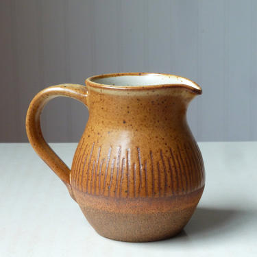 Vintage Studio Pottery Wheel Thrown Pitcher in Copper Glaze Signed KS - Coffee Creamer - Ceramic Art 