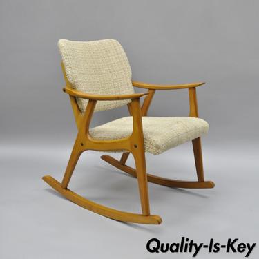 Mid Century Danish Modern Beechwood Sculptural Rocking Chair Rocker Johanson Era