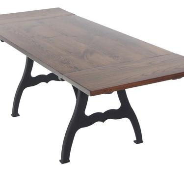 Reclaimed Oak & Cast Iron New York Legs Dining Table with 2 Extensions