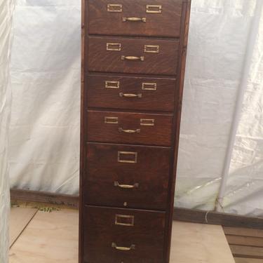 Antique Industrial P.A. Wetzel &amp; Co Oak Library File Cabinet 