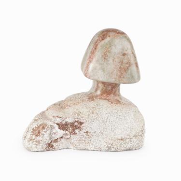 Stone Mushroom Sculpture Hand-Carved Mid Century Modern 