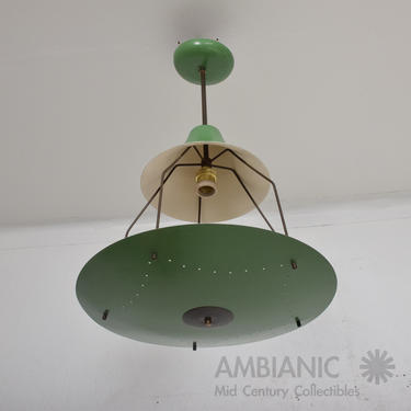 Pistachio Green Tiered Italian Chandelier Lamp Midcentury Modern Italy 1950s 