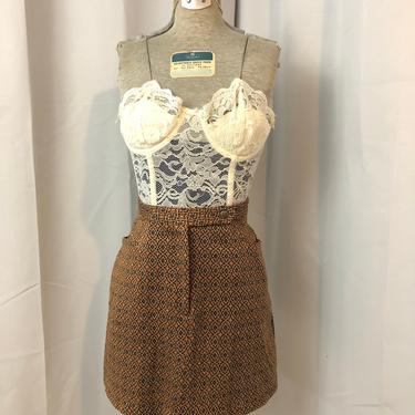 Vintage 1990s Geometric print Grunge mini skirt with pockets 579 M 