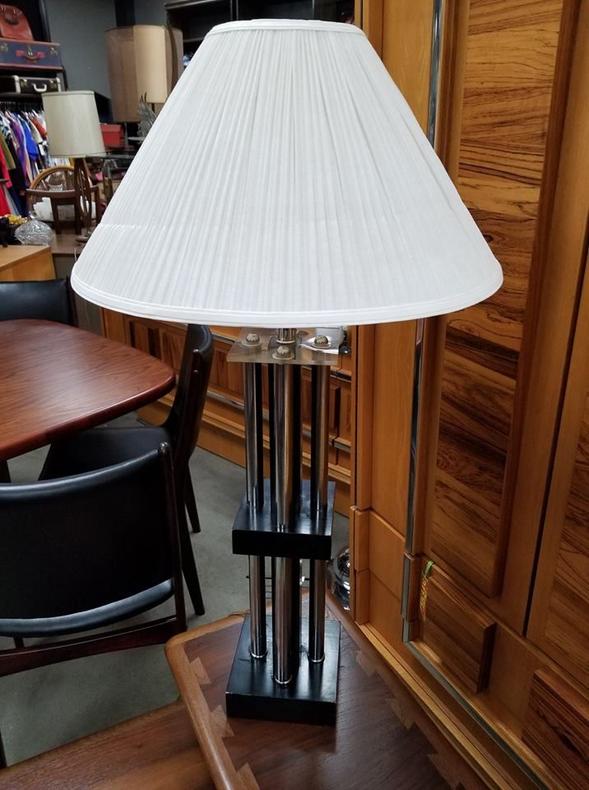 Mid-Century Modern chrome and lucite table lamp