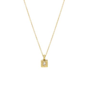 One-of-a-Kind Square Solitaire Diamond Necklace - Solid 18K