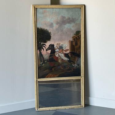 19th C. French Painted Trumeau with Orientalist Scene