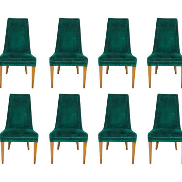 #5983 Set of 8 Green Velvet Dining Chairs