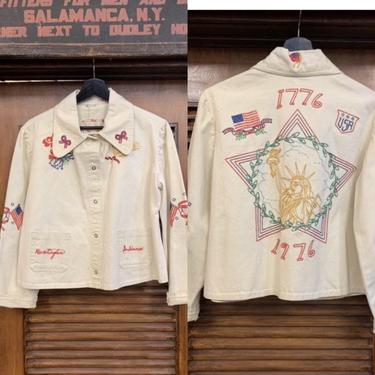 Vintage 1970's Bicentennial Statue of Liberty Embroidered Artwork Jacket, Vintage Clothing,  Embroidered Jacket, Americana, Vintage 1970's 