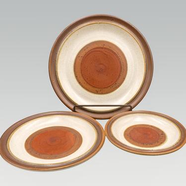 Denby Rust Red Potter's Wheel Dinner Salad or Bread Plates | Vintage British Dinnerware Stoneware Tableware 