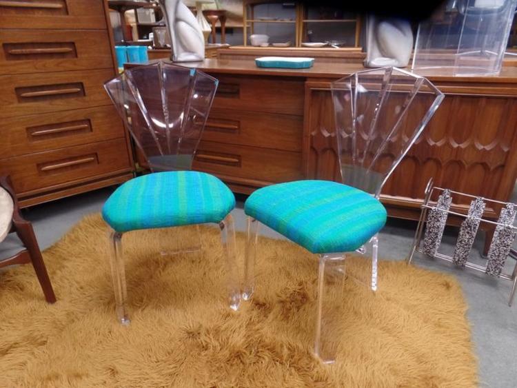 Pair of Mid-Century Modern Lucite shell back chairs