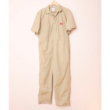 vintage boilersuit DICKIES brand overalls large COVERALLS Size Large tan cotton OVERALLS workwear jeans overalls -- great condition! 