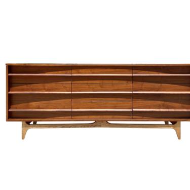 Curved Front Walnut Dresser by Young Furniture