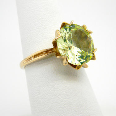 Statement Huge 6.8Ct Round Yellow Spinel Ring 10k Yellow Gold Sz 7.25 