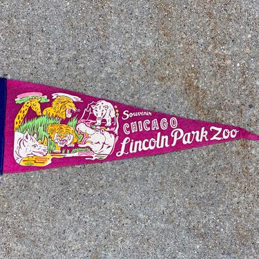 Vintage Chicago Lincoln Park Zoo Felt Pennant Home Decor 