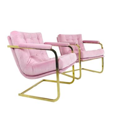 #6012 Pair of Pink & Gold Cantilever Chairs