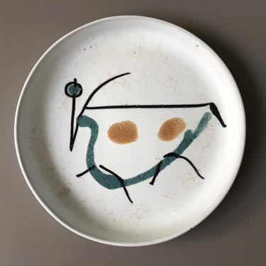 David Gil Bison Design Ceramic Art Plate Bennington Pottery 