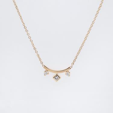 Gold Curved Bar Diamond Necklace