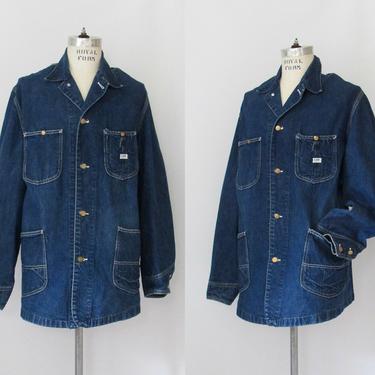 LEE LOCO CHORE Vintage 70s 94-J Jacket | 1970s Locomotive Denim Jean Railroad Coverall | Union Made American Heritage Workwear | Mens Large 