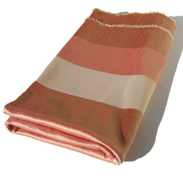 Vintage Thai Silk Fabric Dusty Rose & Pink Earthtones Stripes 1.3 Yds 