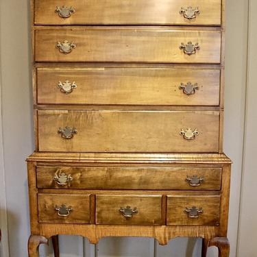 New Arrival ~ Queen Anne Flat-Top Highboy in Maple, 18th Century