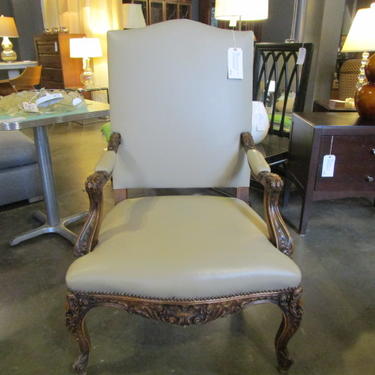 LARGE FRENCH ARM CHAIR IN FAUX LEATHER